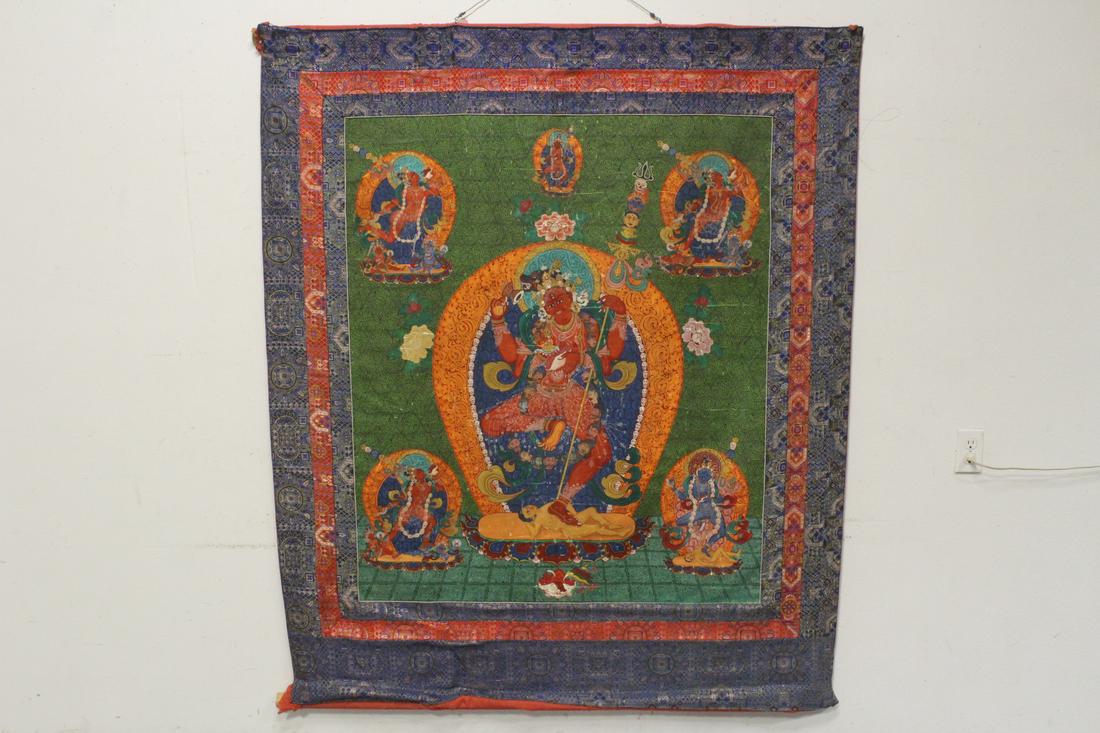 important Tibetan large hand painted thangka (1 of 11)