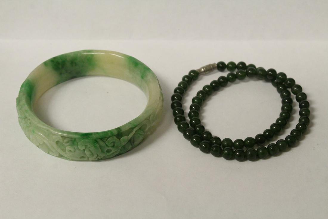 A jadeite like bangle and a jade like bead necklace (1 of 11)