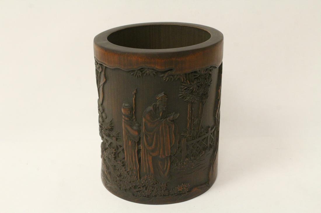 A finely carved bamboo brush holder (1 of 11)