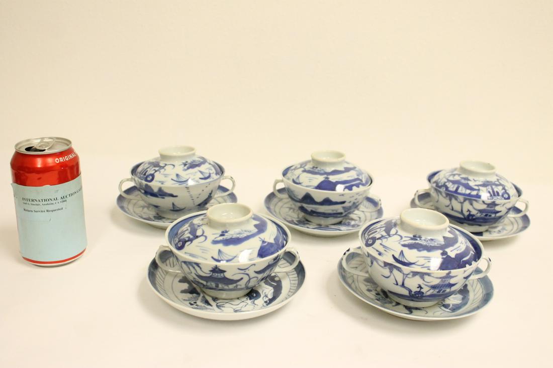 5 sets Chinese antique export cup and saucer (1 of 10)