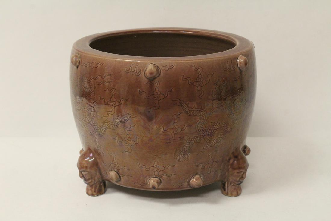 A Chinese red glazed porcelain planter (1 of 10)