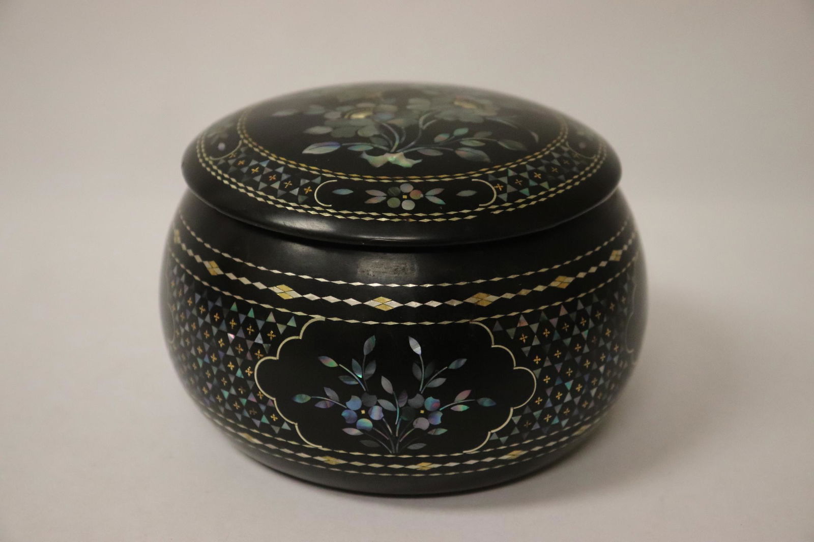 Chinese wood covered box with MOP inlaid (1 of 10)