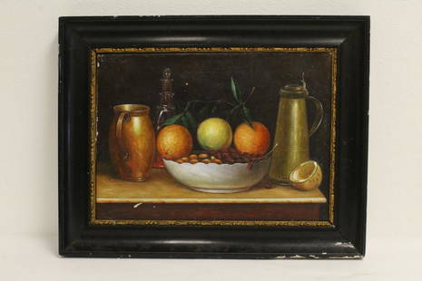 oil on canvas painting, signed W.M. Harnett: A fine oil on canvas painting "still life", signed W.M. Harnett, attributed to William Michael Harnett, 10.15"x14.1"