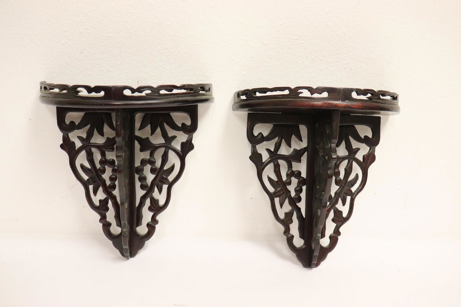 Pair Chinese antique rosewood wall shelves (1 of 8)