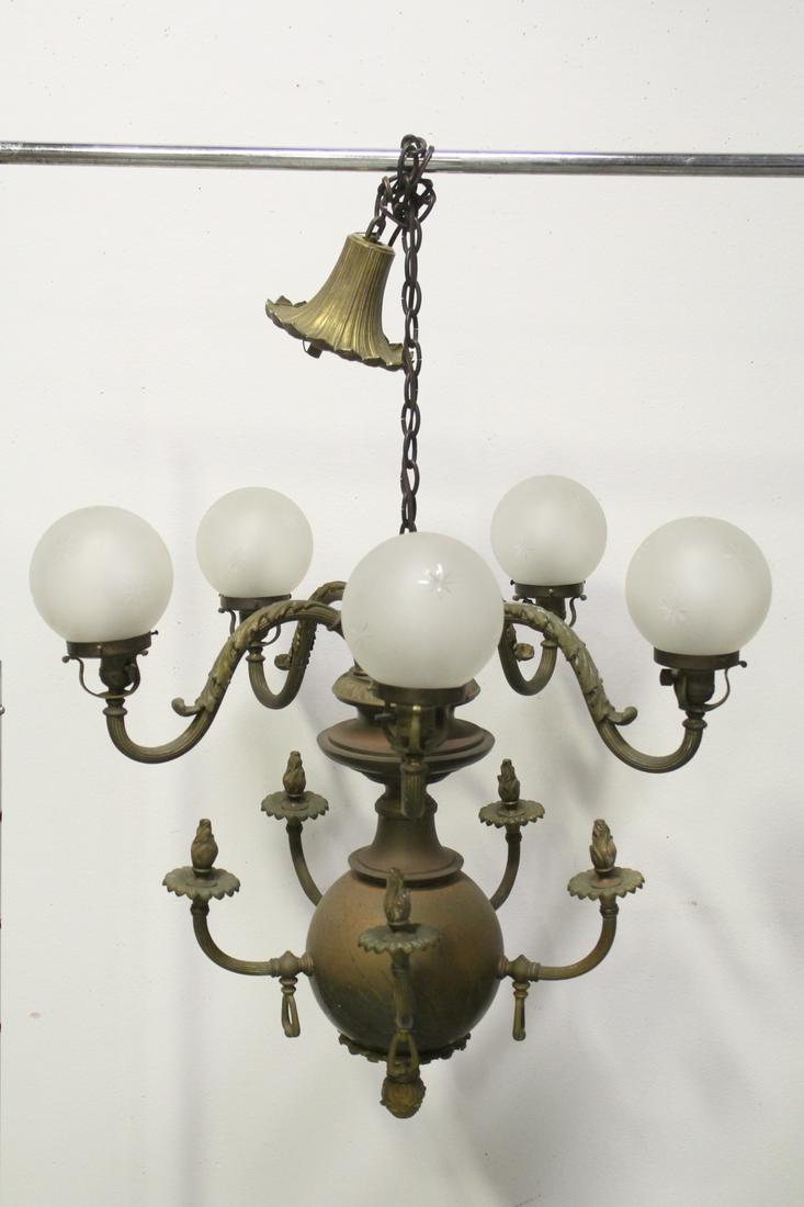 A 5-light Victorian copper/bronze chandelier (1 of 10)