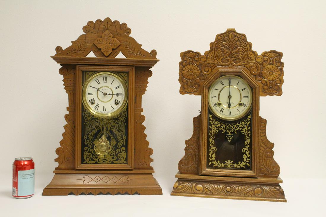 2 Victorian oak kitchen table clocks (1 of 9)