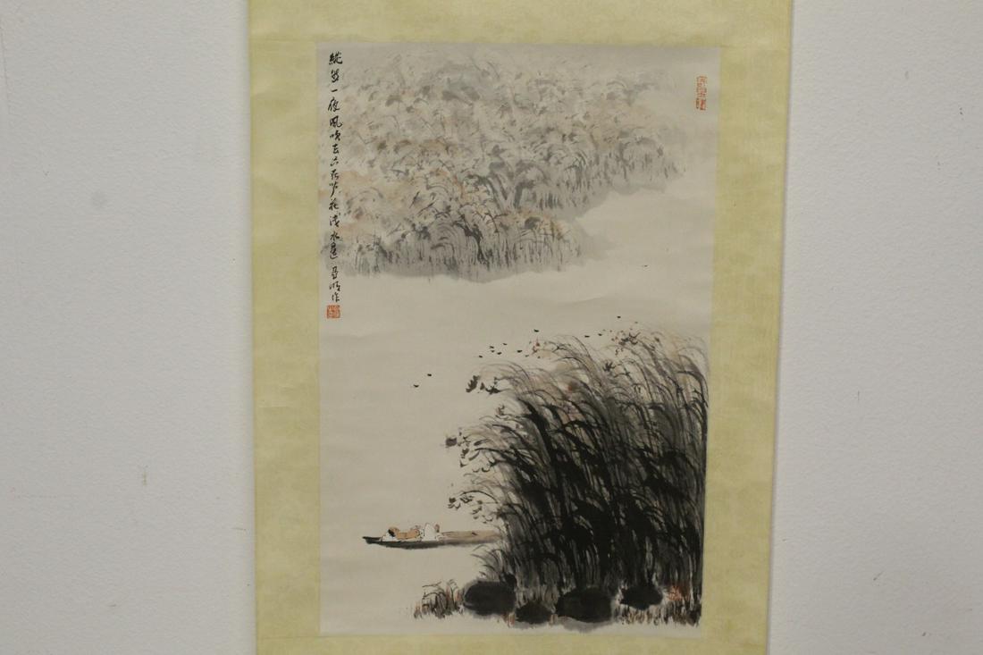 Chinese watercolor scroll, signed and seal mark (1 of 10)