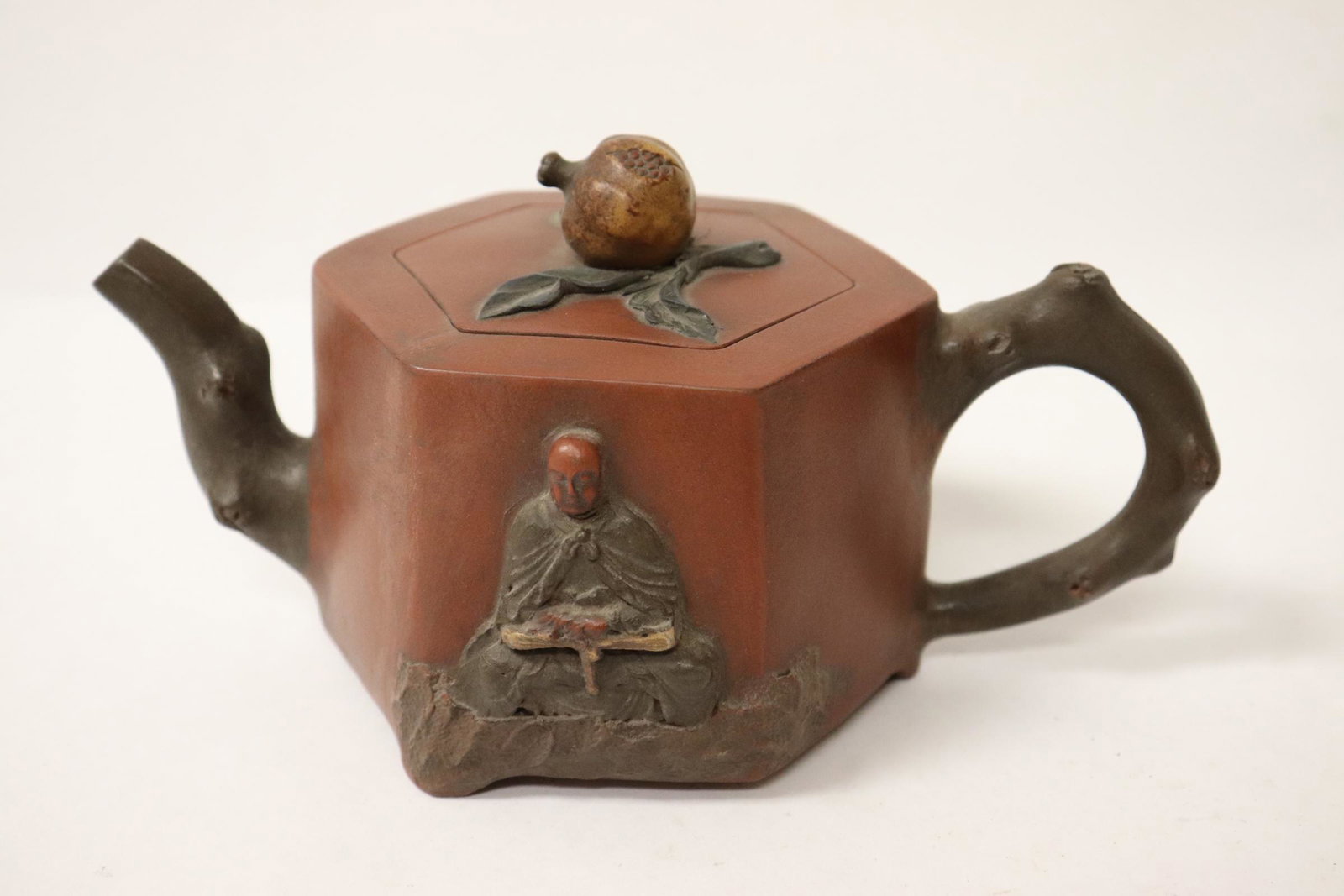 A Yixing teapot: A Yixing teapot, 3.5"Hx6.85"x4"