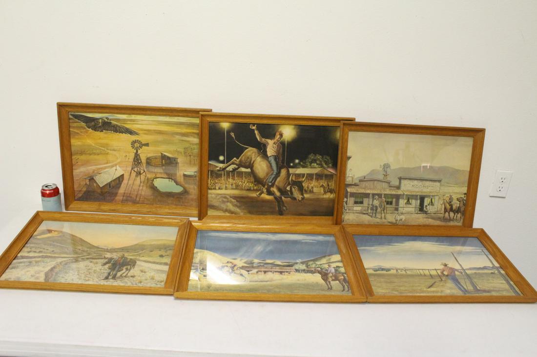 6 framed Western prints (1 of 8)