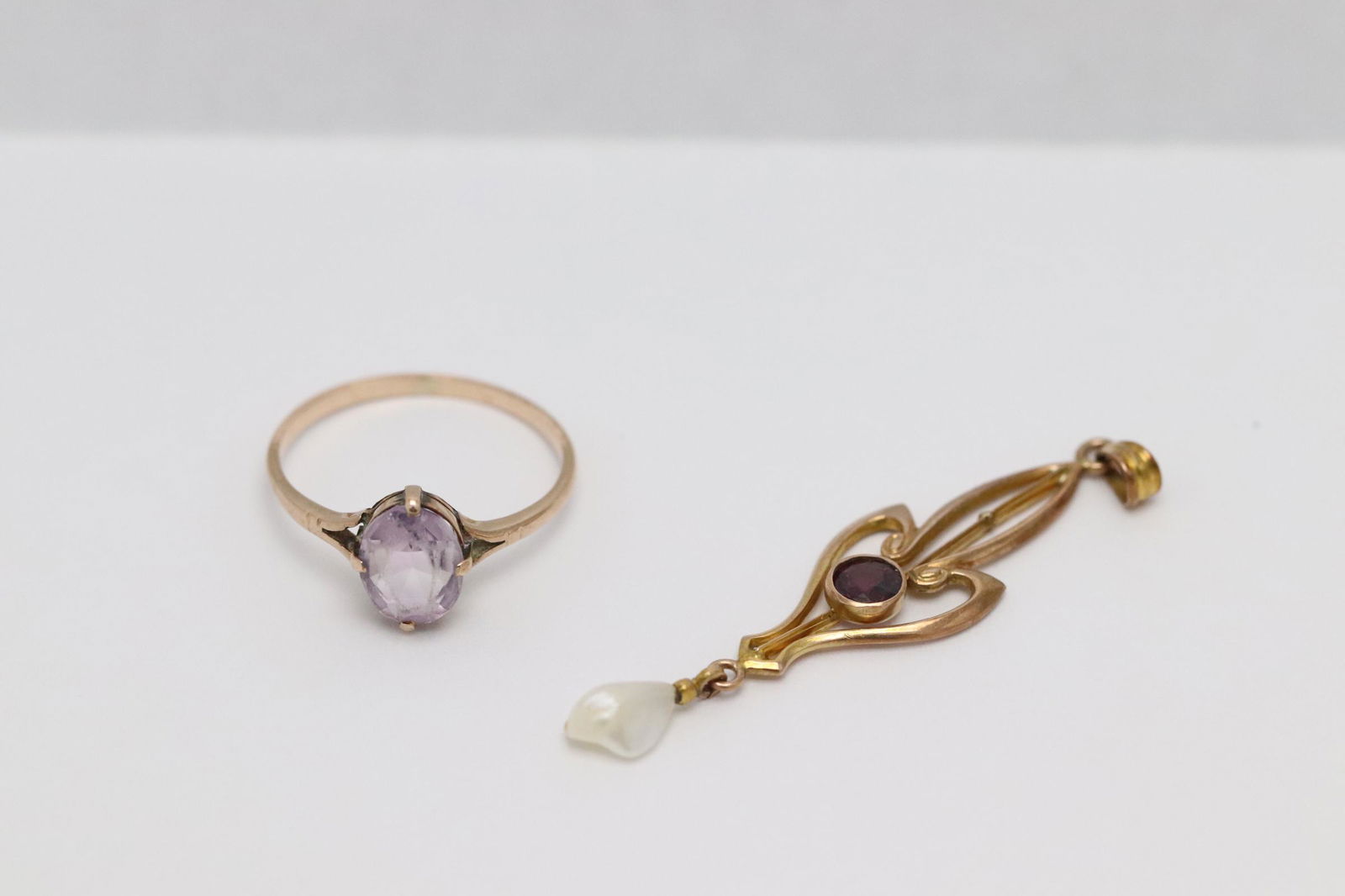 Victorian 14K ring, and a Victorian 10K pendant (1 of 11)