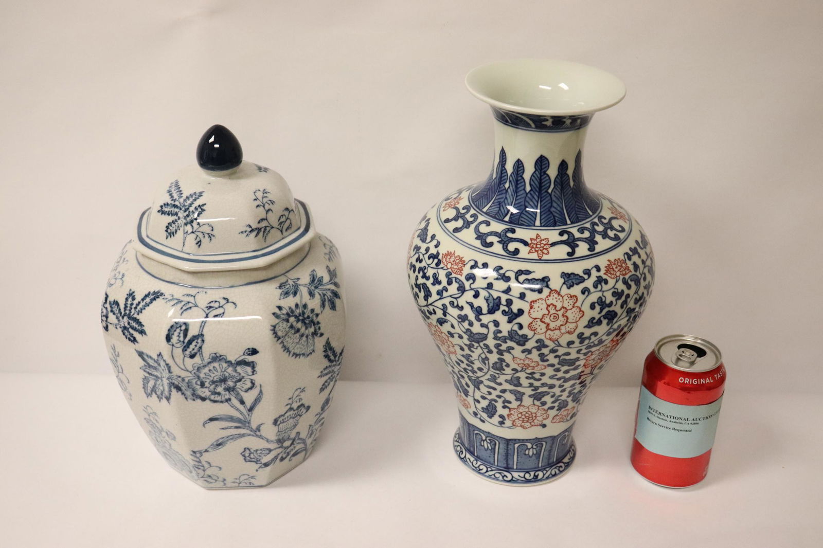 Chinese b&w covered jar and a porcelain vase (1 of 11)