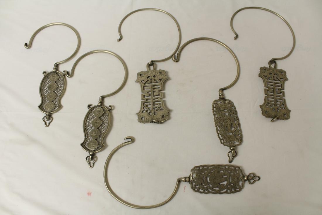 3 pairs Chinese copper/brass mosquito tent hooks (1 of 12)