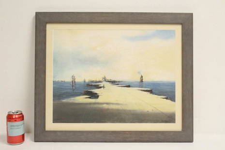 Pastel "seashore scene" by John Stancin: Pastel "seashore scene" by John Stancin (California, 1916-1988), 14.5"x19"