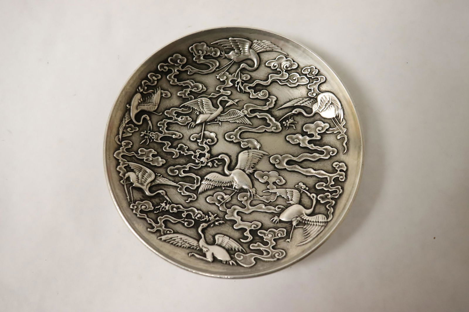 A beautiful Chinese small silver on bronze plate (1 of 9)