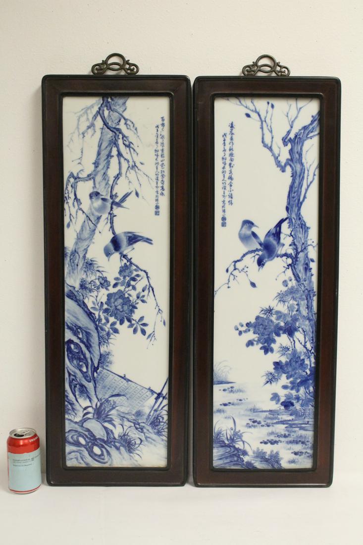 Pair Chinese blue and white porcelain plaques (1 of 10)