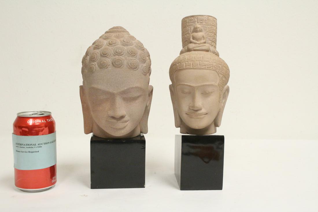 2 stone carved Buddha heads (1 of 10)