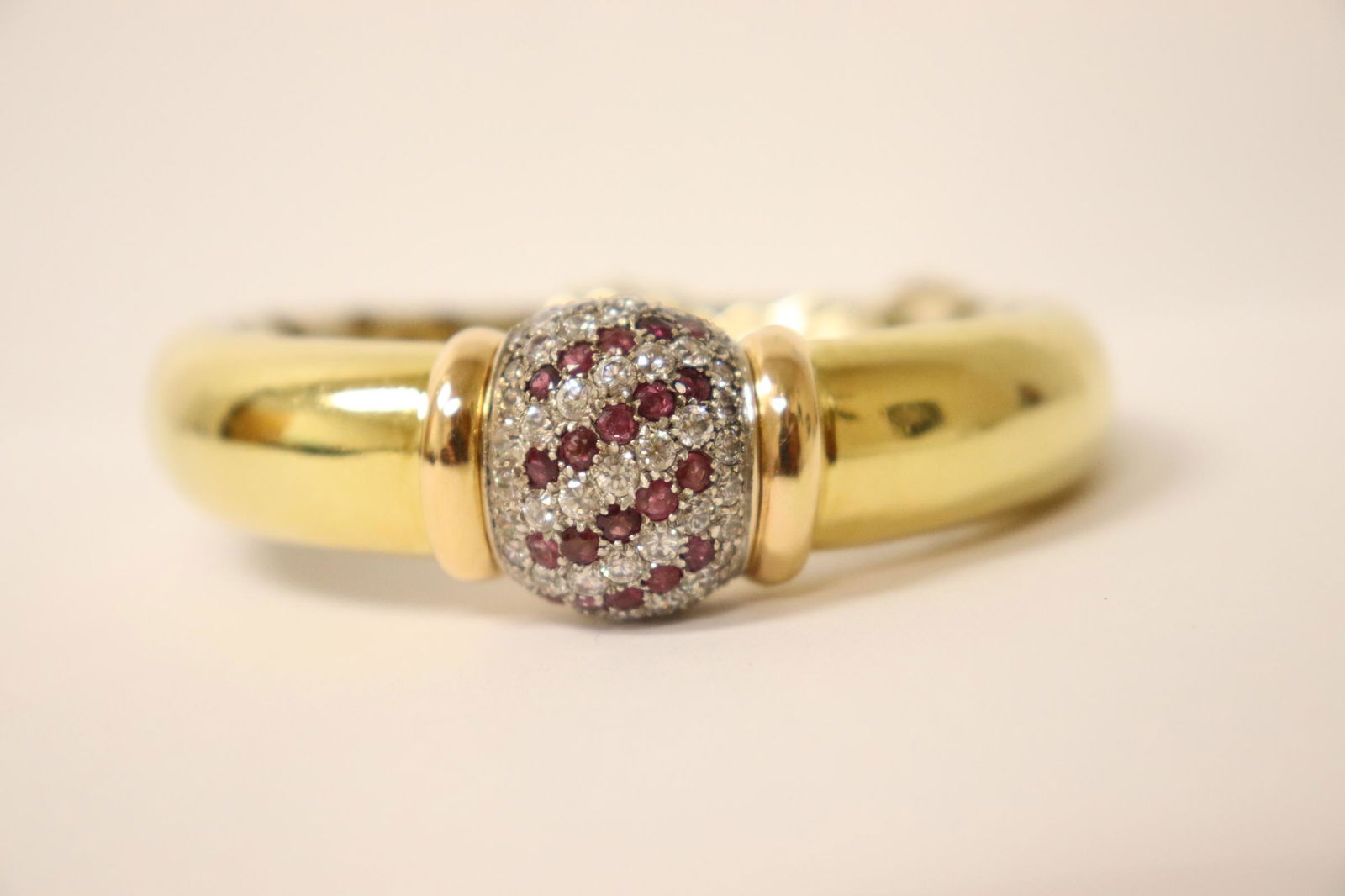 Italian 18K Y/G diamond ruby bangle bracelet by Baraka (1 of 10)