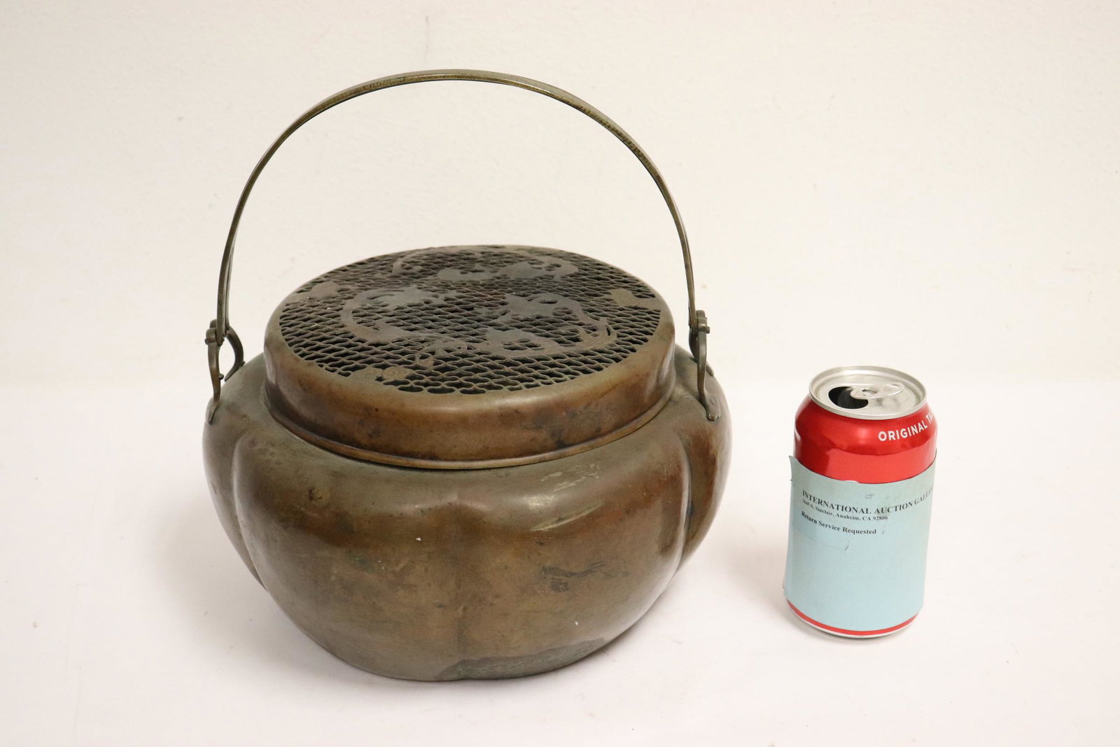 Chinese 19th c. large bronze/ copper foot warmer (1 of 10)