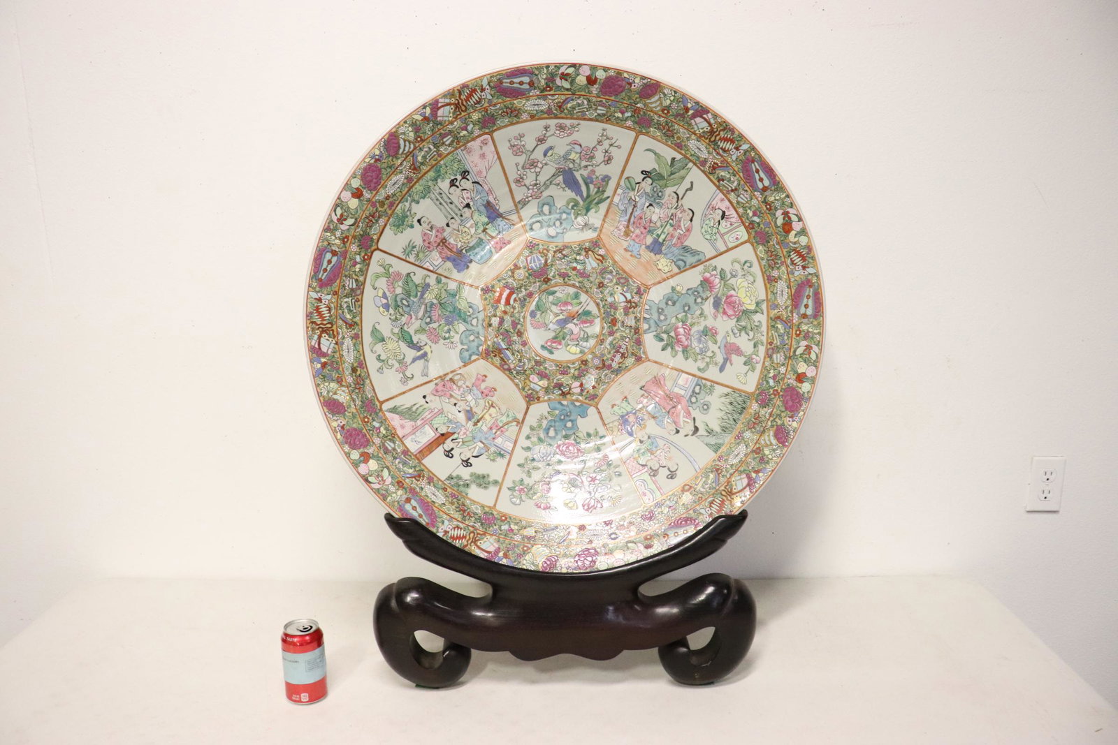 Chinese vintage rose canton charger w/ stand (1 of 15)