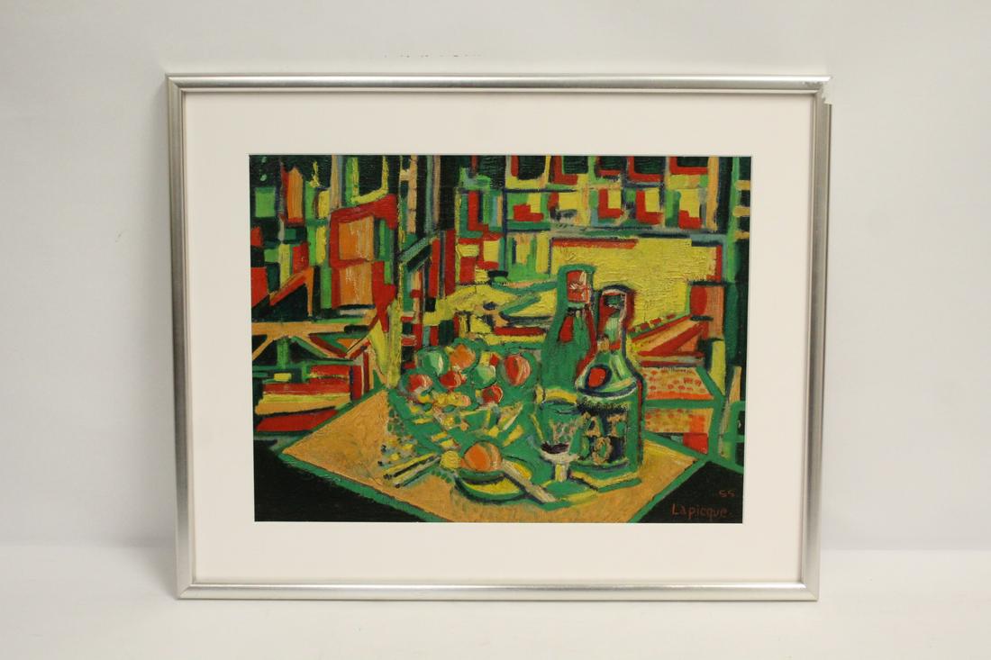 oil on canvas by Charles Lapicque: An important oil on canvas "abstract still life" by French artist Charles Lapicque (1898-1988), 11.4"x15.2"