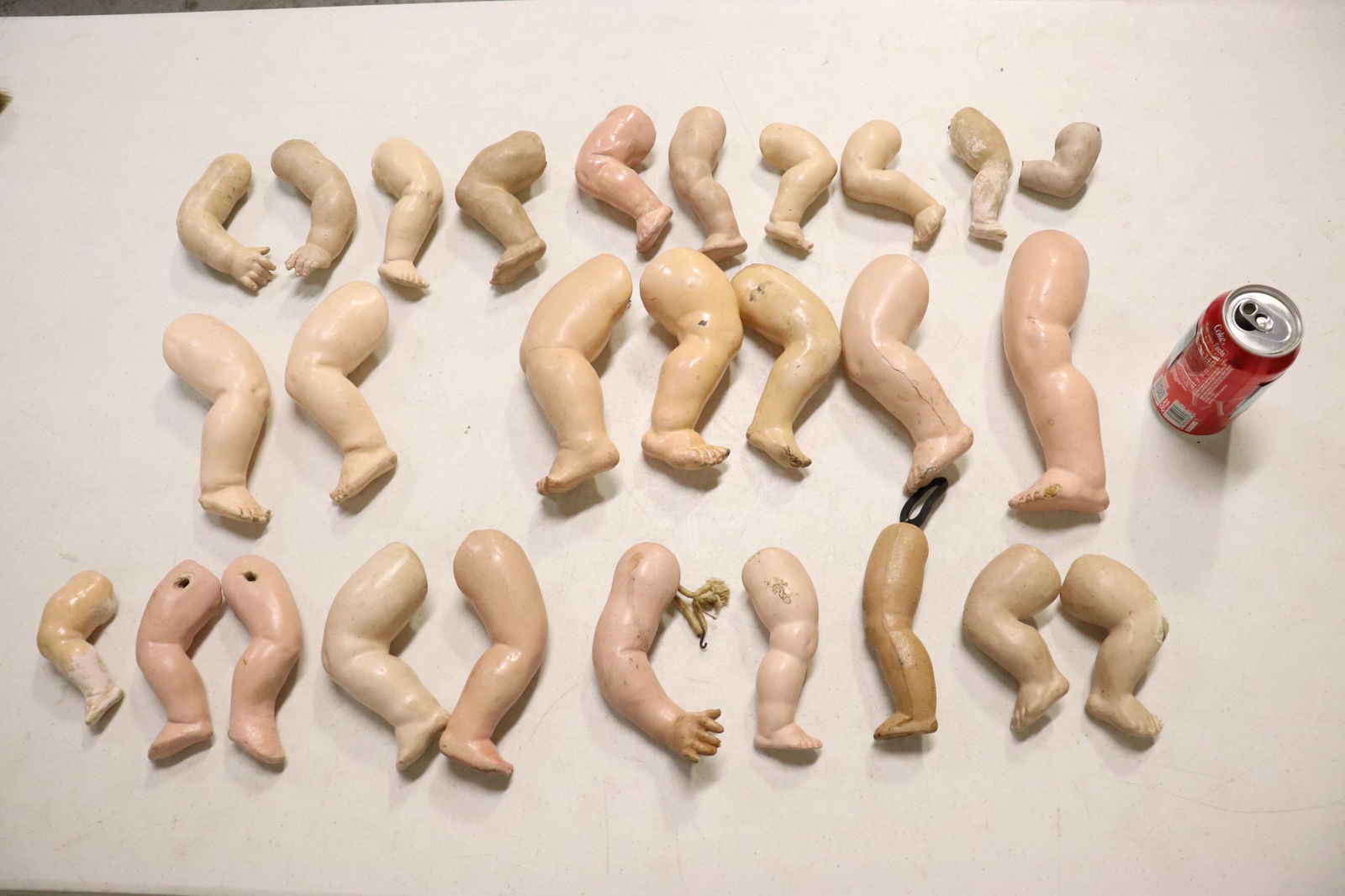 Lot of doll parts, mostly composition (1 of 10)