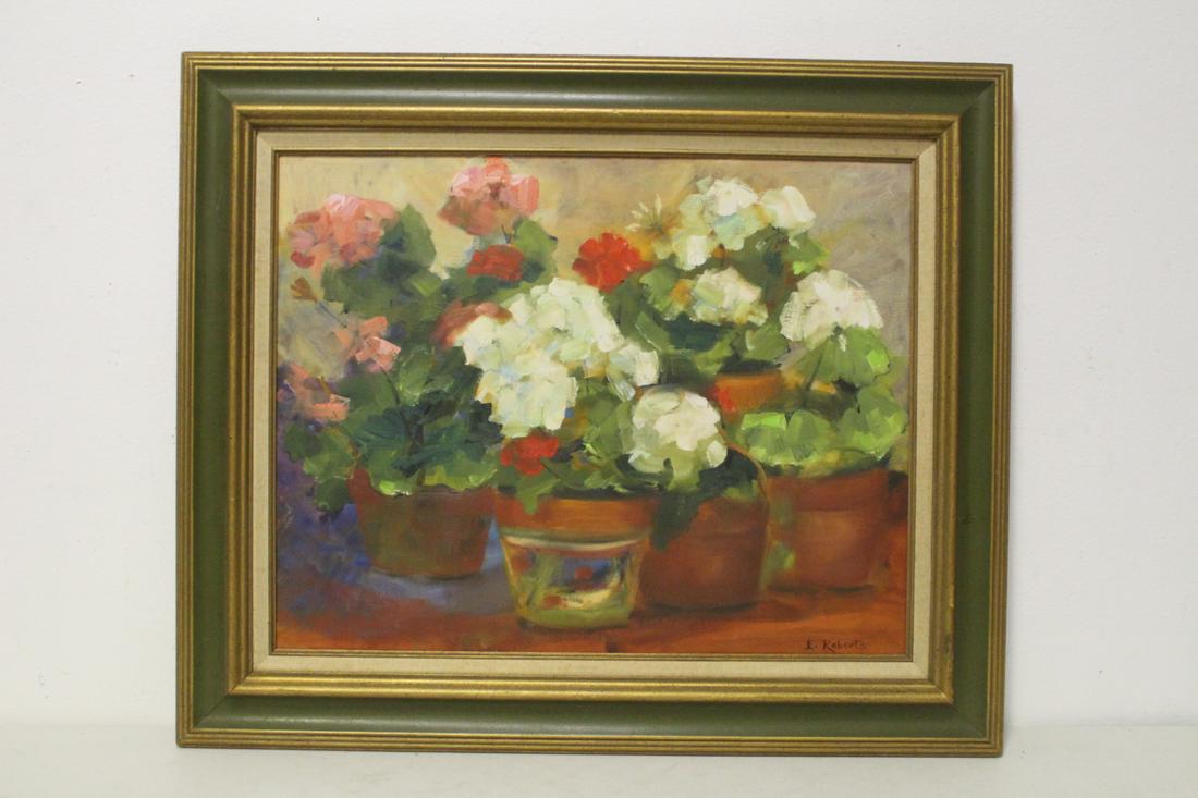 Oil on canvas "still life" signed E. Roberts (1 of 10)