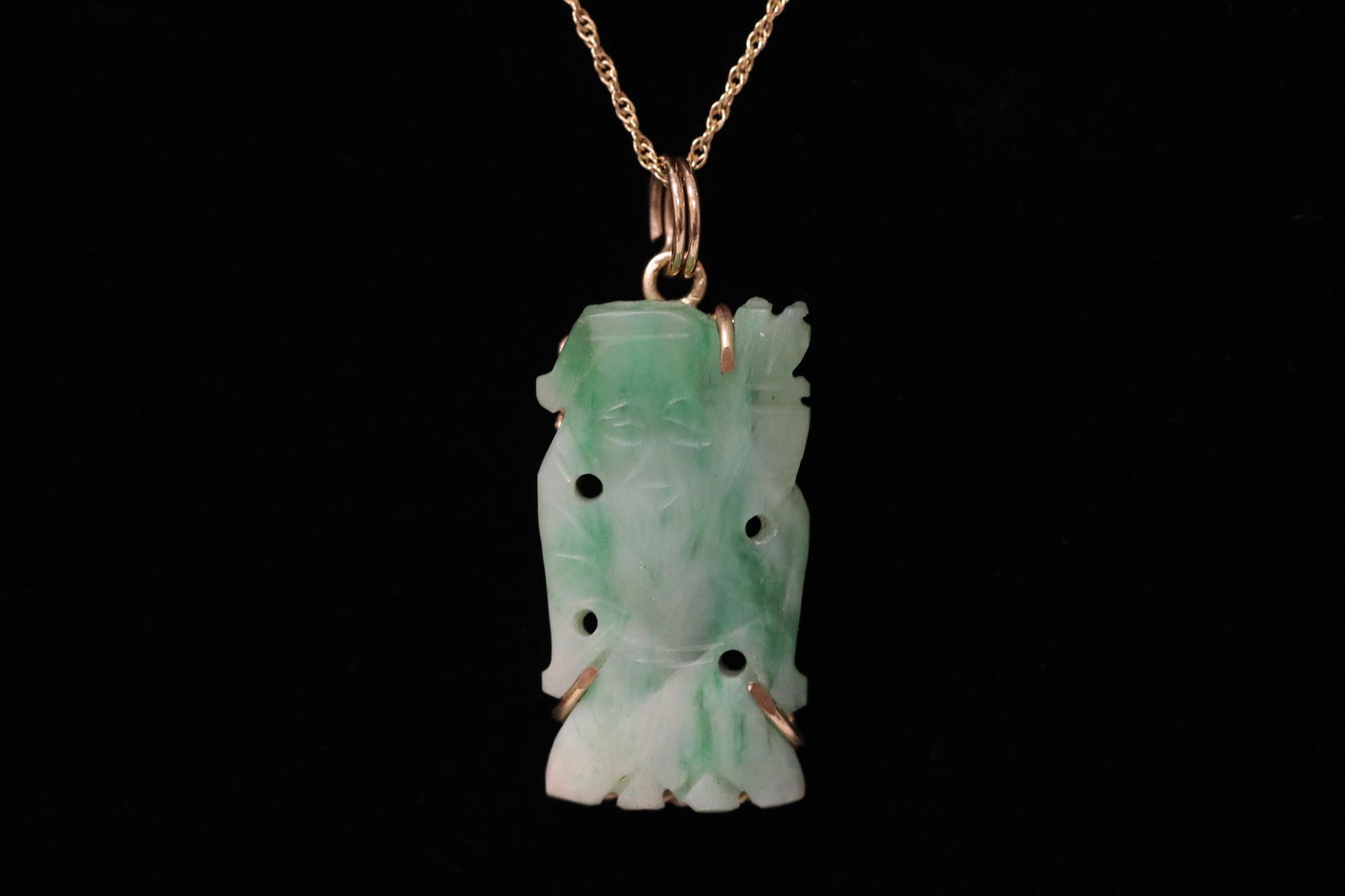 14K Y/G jadeite pendant with a 14K Y/G necklace (1 of 9)