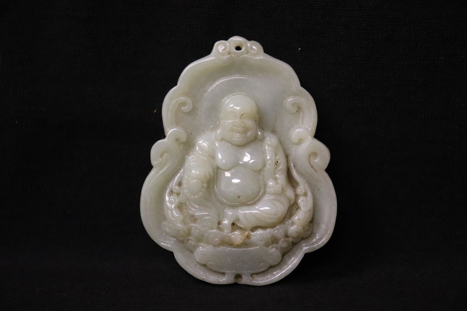celadon jade carved plaque (1 of 8)