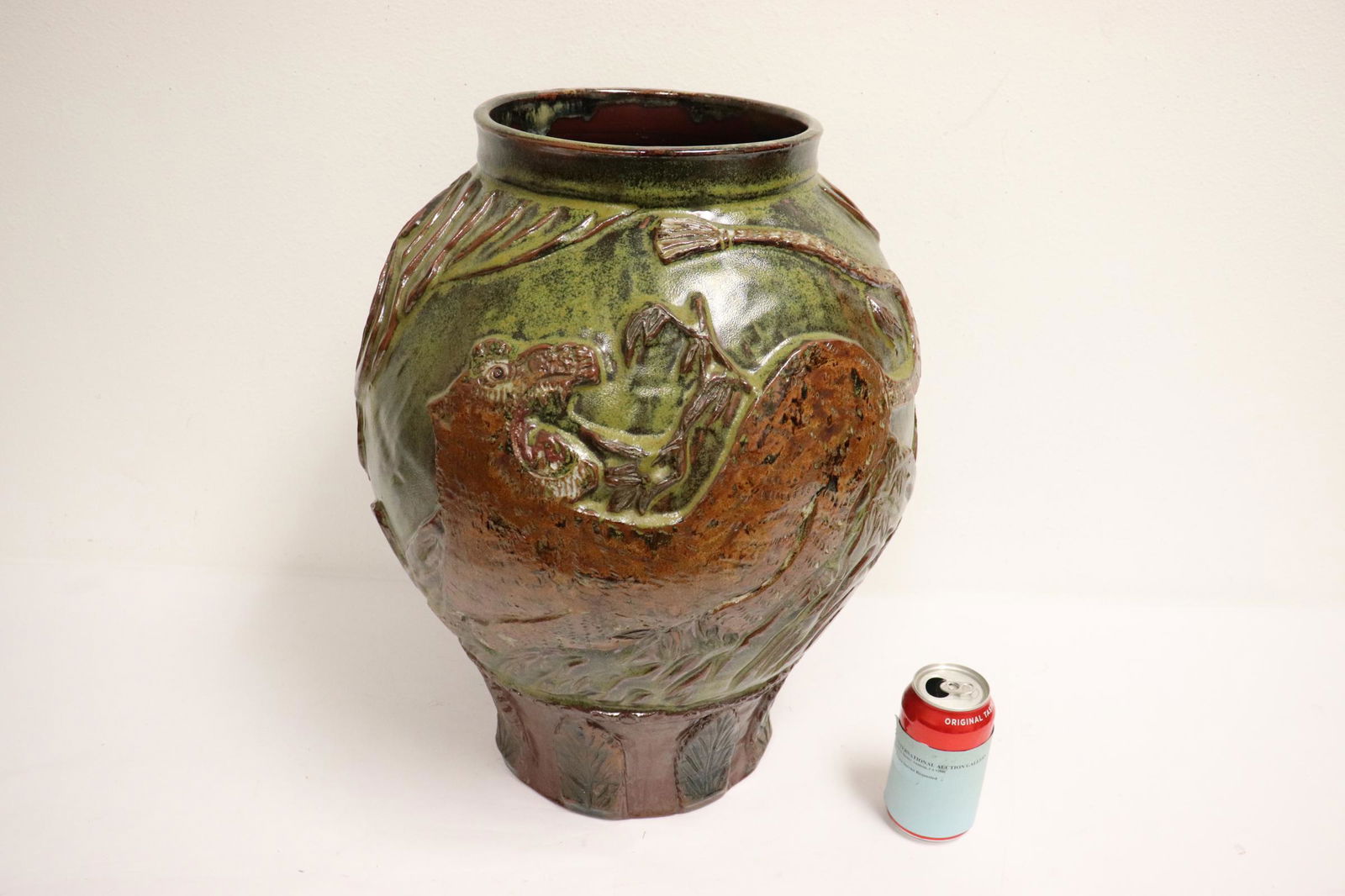 A massive Korean brown glazed and carved jar (1 of 10)