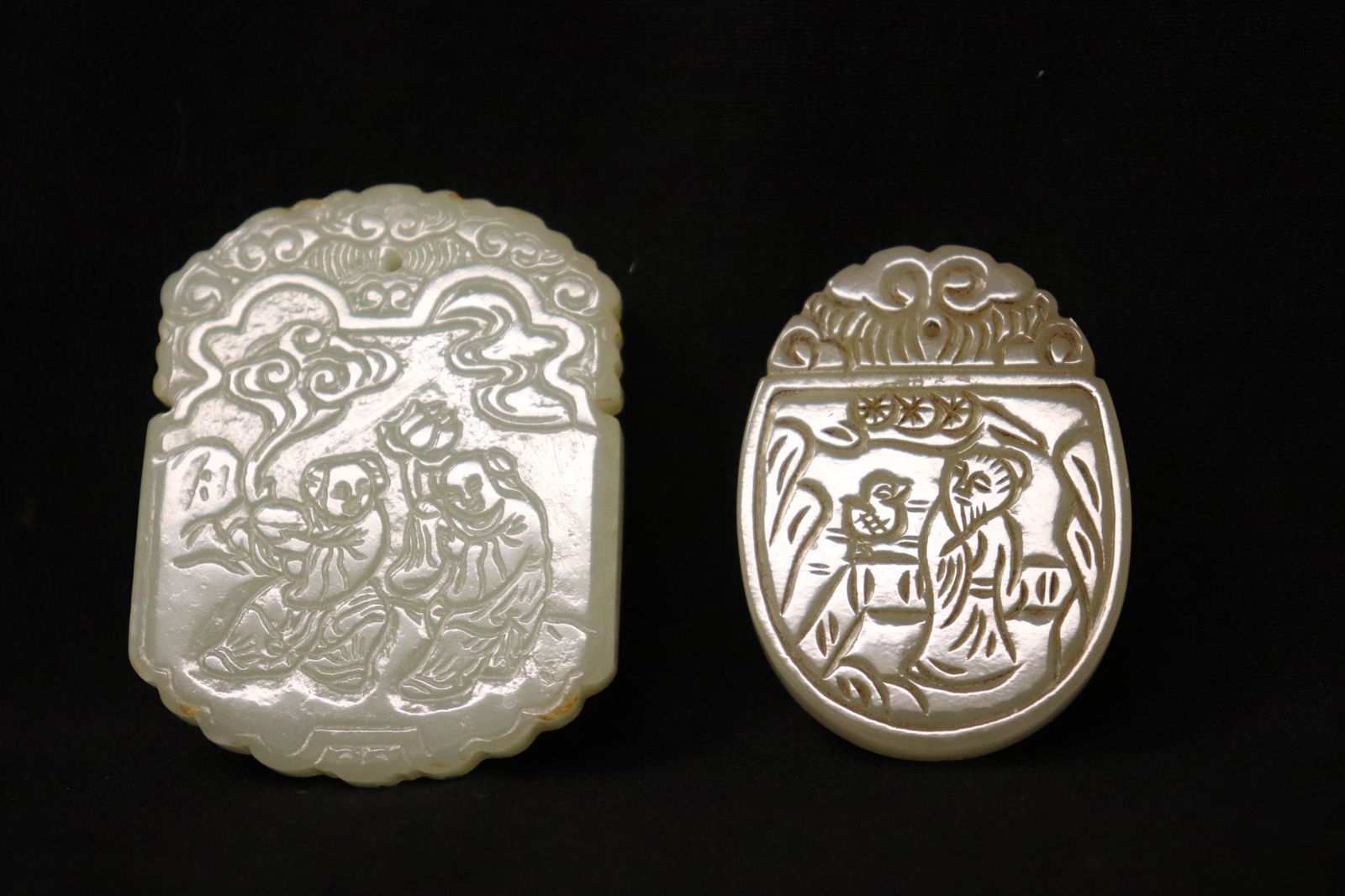 2 Chinese white jade carved plaques (1 of 9)