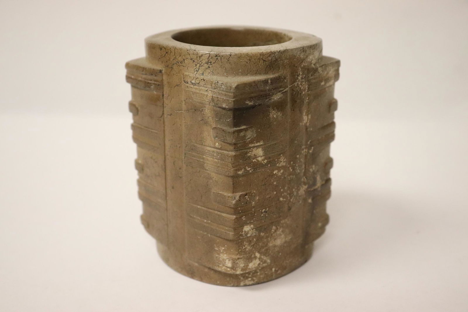 Chinese jade like stone carved zong (1 of 10)