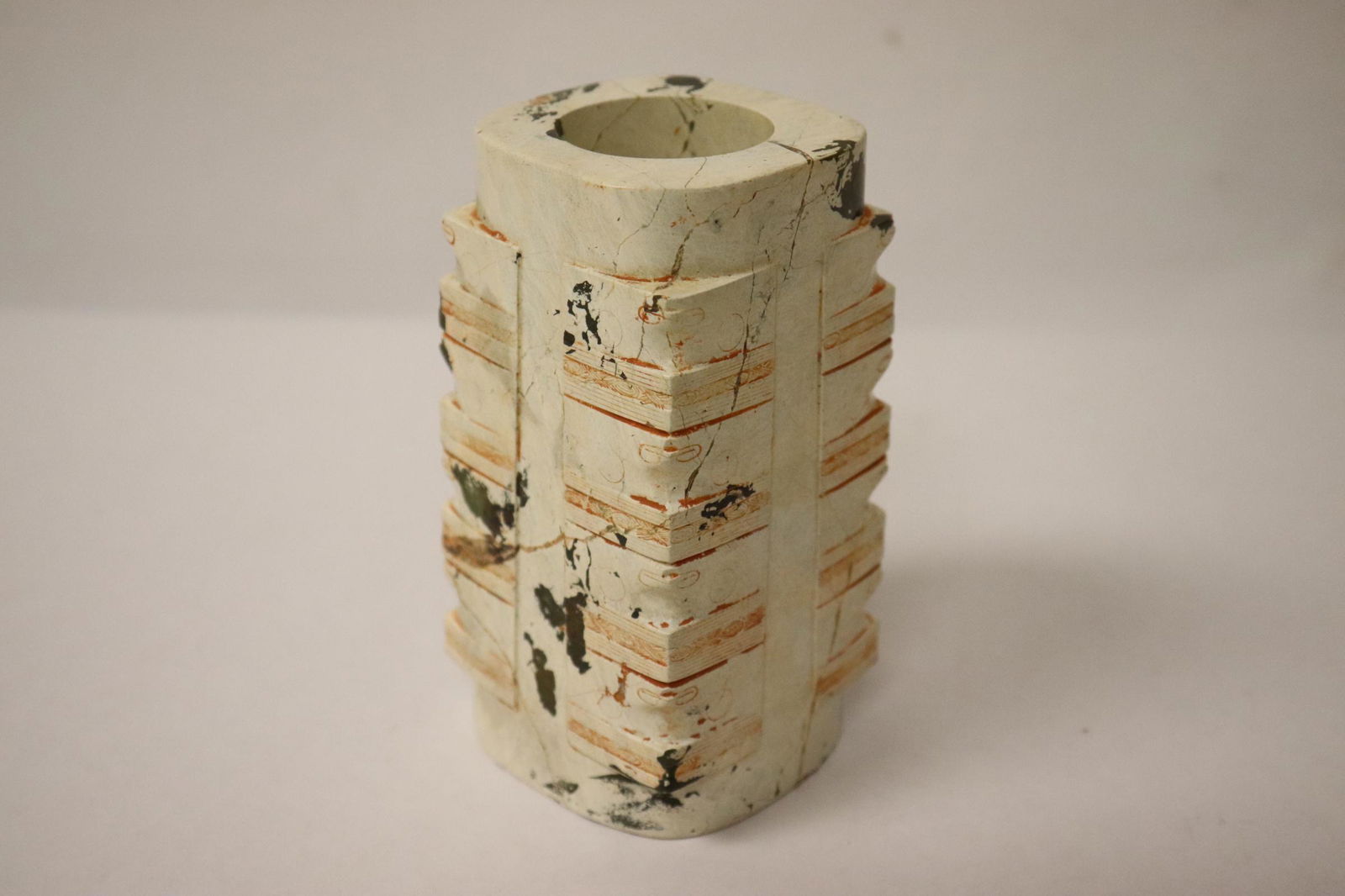 Chinese jade like stone carved zong (1 of 9)