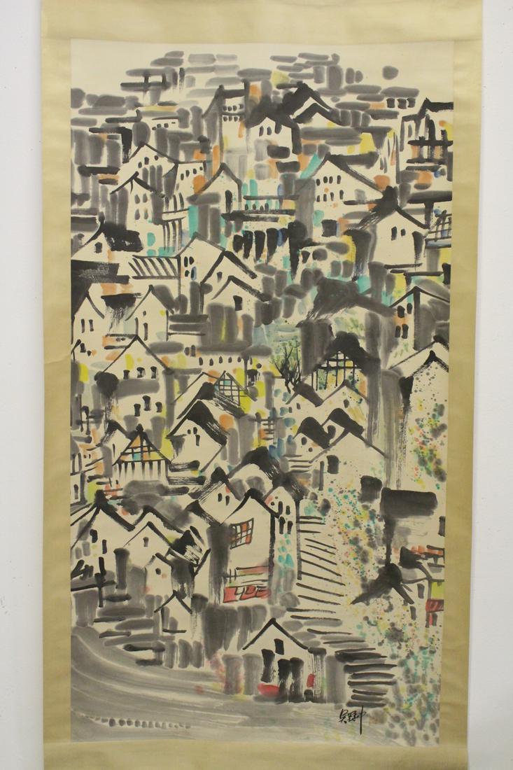 Chinese watercolor scroll "abstract city scene" (1 of 10)