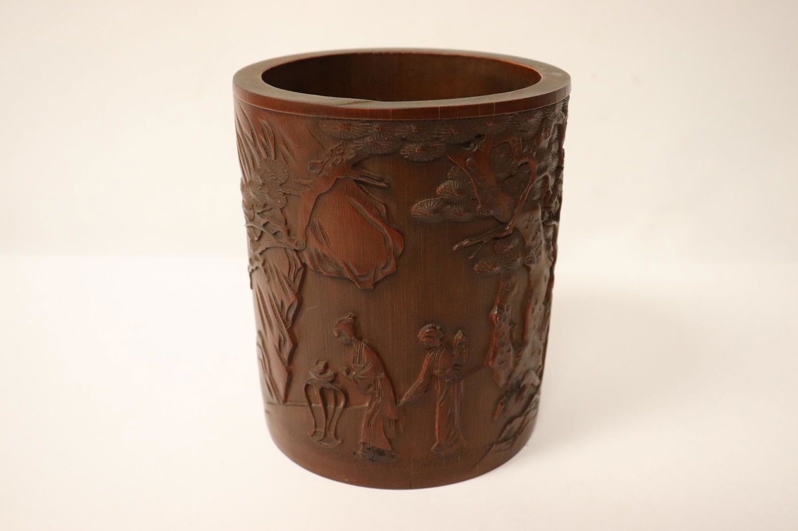 A very finely carved bamboo brush holder (1 of 9)