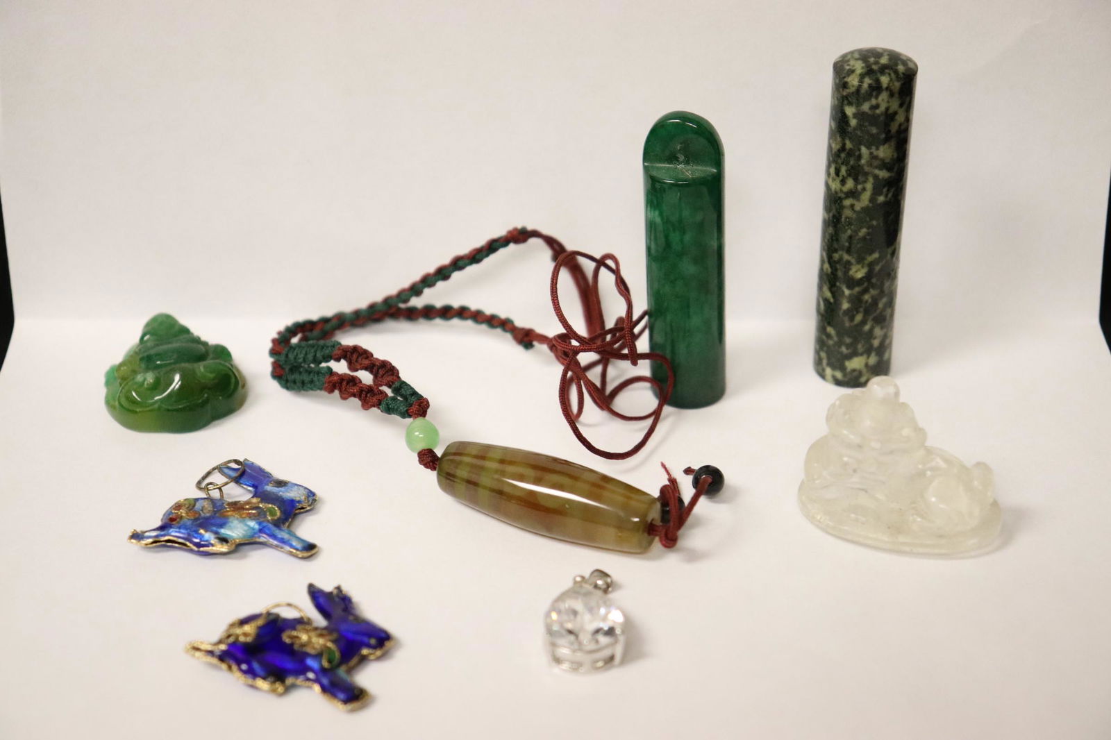Lot of misc. stone and enamel metal ornaments (1 of 11)