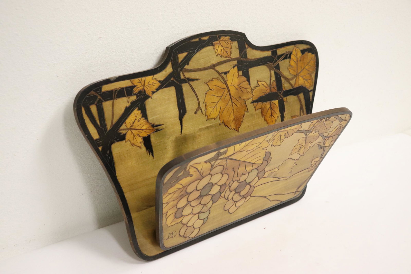 Art nouveau wall pocket, signed MC (1 of 11)