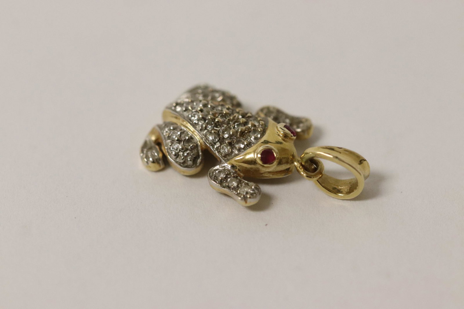 14K Y/G pendant paved with small diamonds (1 of 10)