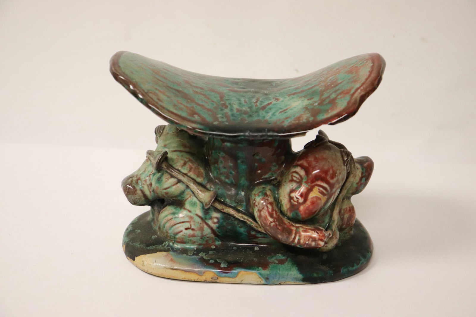 Chinese green glazed porcelain pillow (1 of 9)
