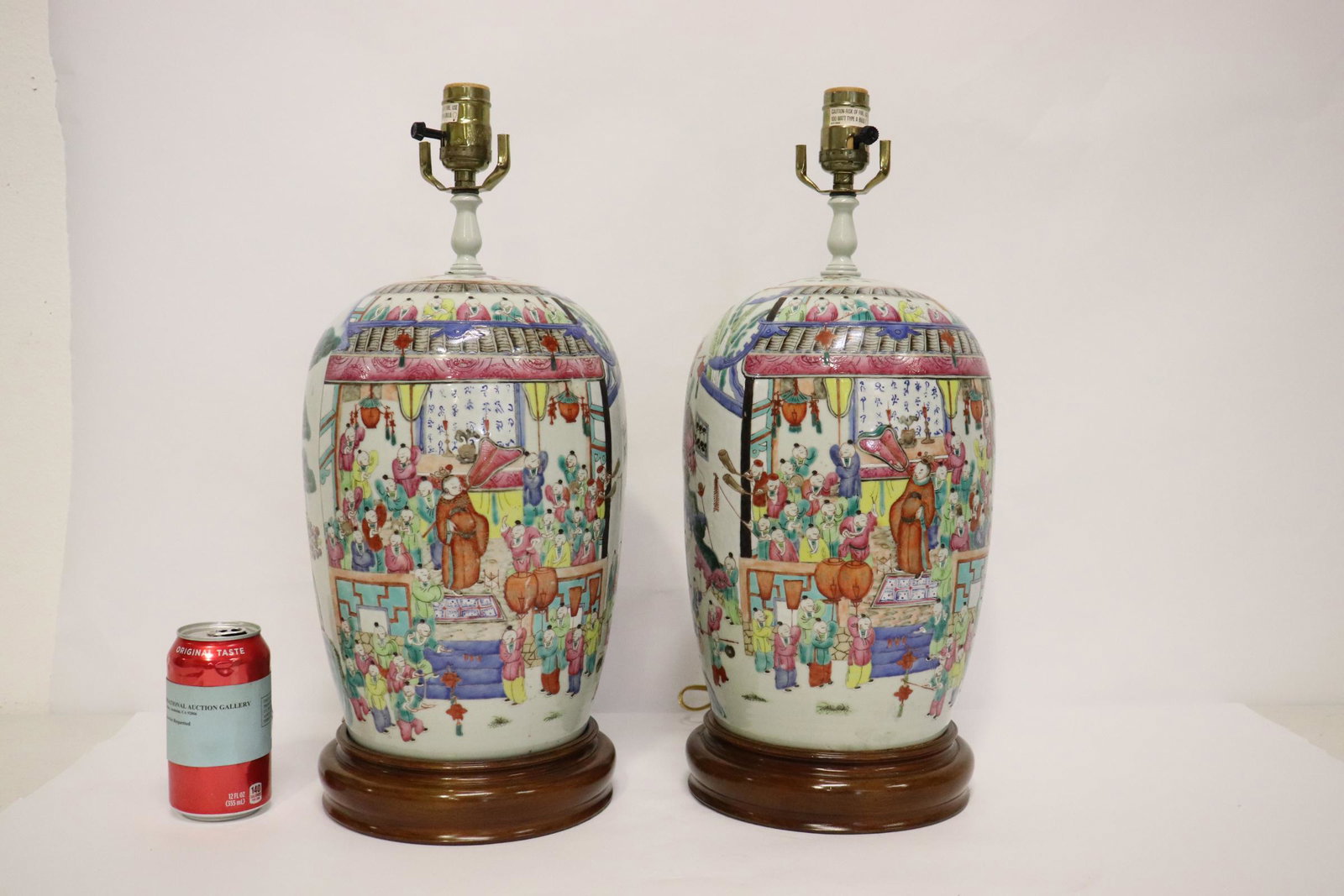Pr 19th c. porcelain covered jars, made as lamps (1 of 10)