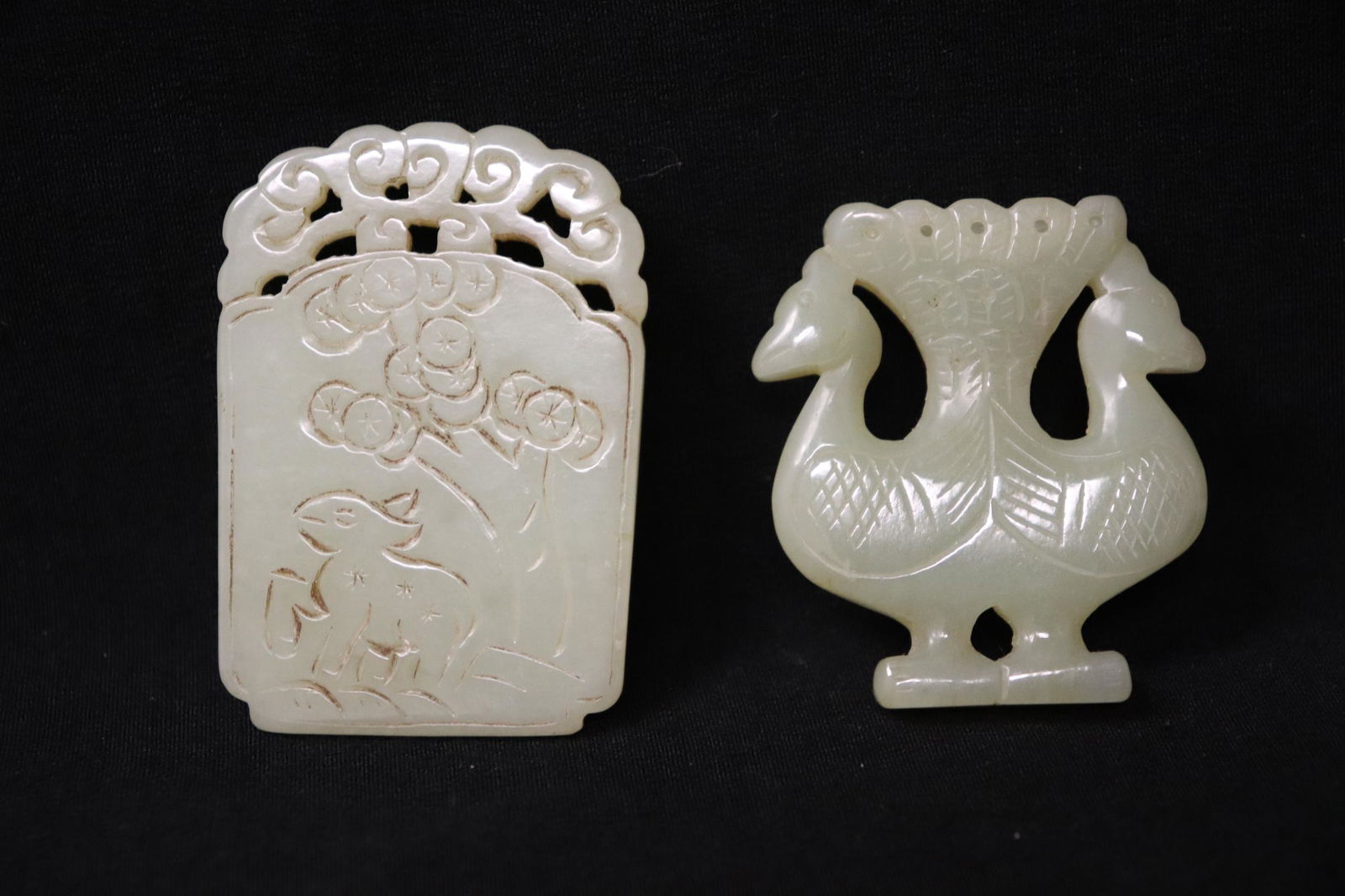 2 Chinese light celadon jade carved ornaments (1 of 10)