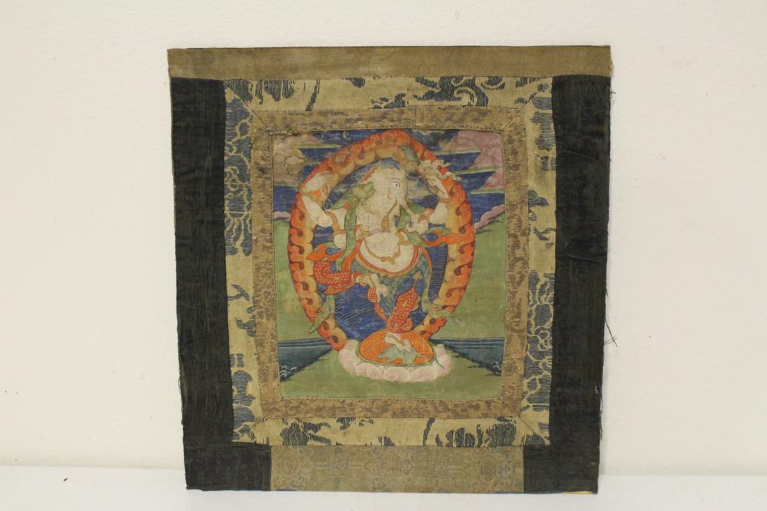 Tibetan 18th c. or earlier hand painted thangka (1 of 9)