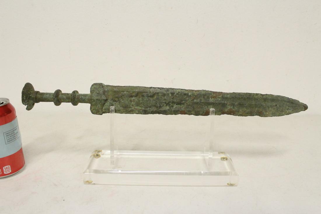 Chinese vintage bronze sword on Lucite stand (1 of 10)