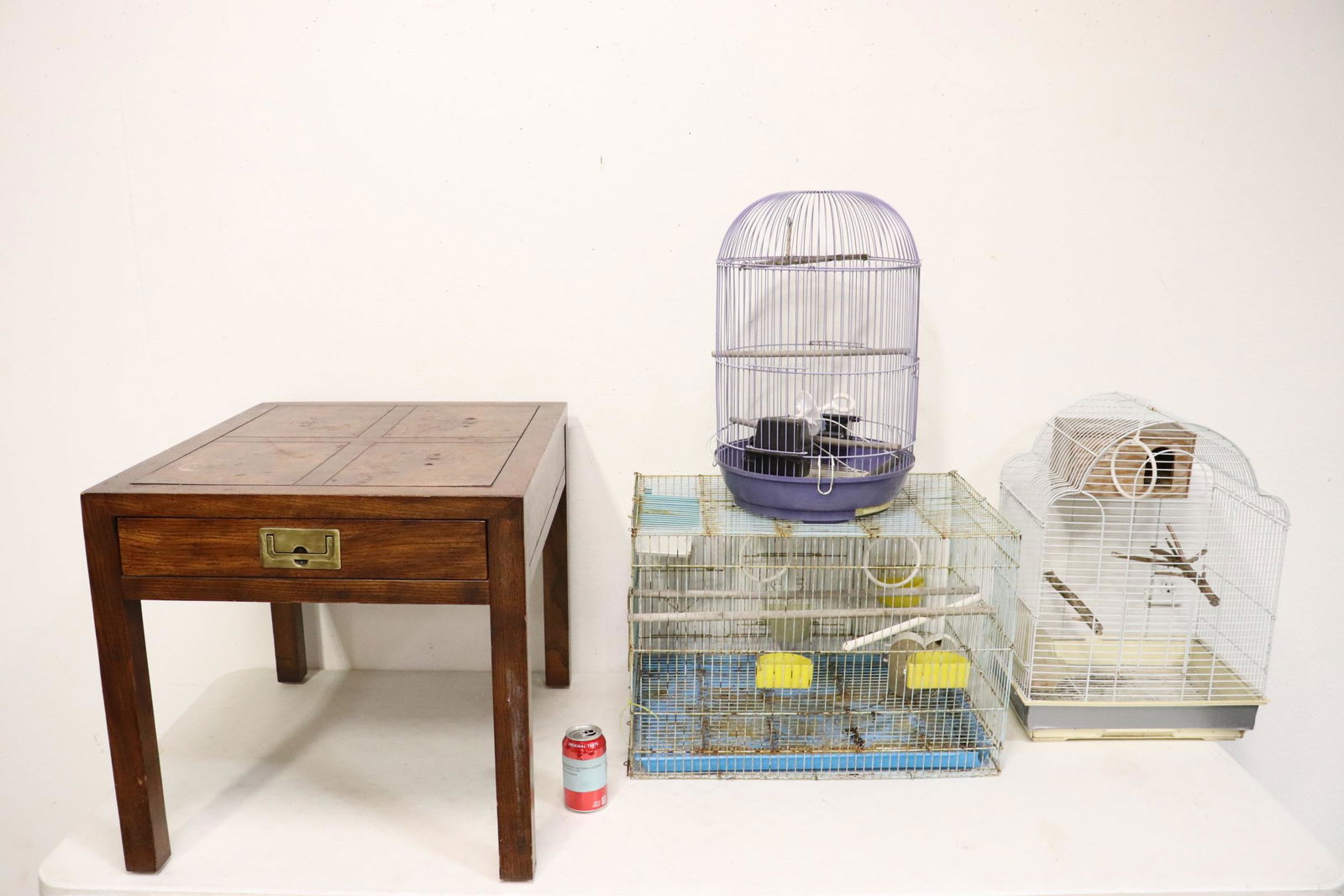 3 bird cages and a small square table (1 of 9)