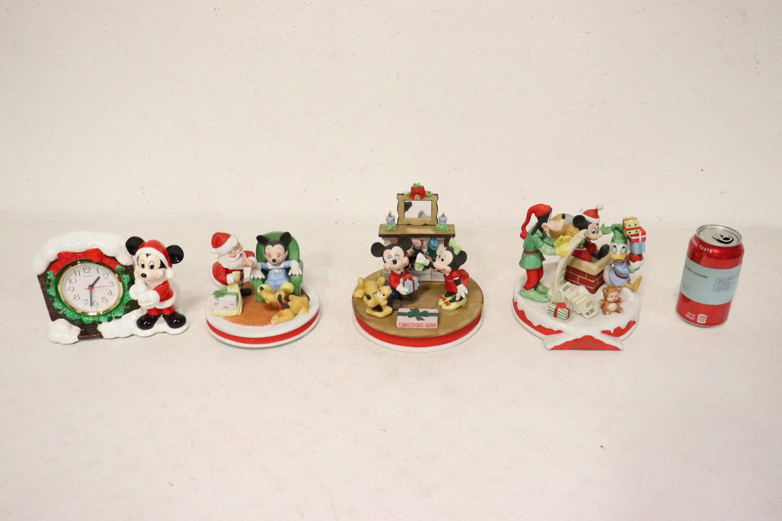 4 Disney figurines: 4 Disney figurines; including a Seiko Mickey clock