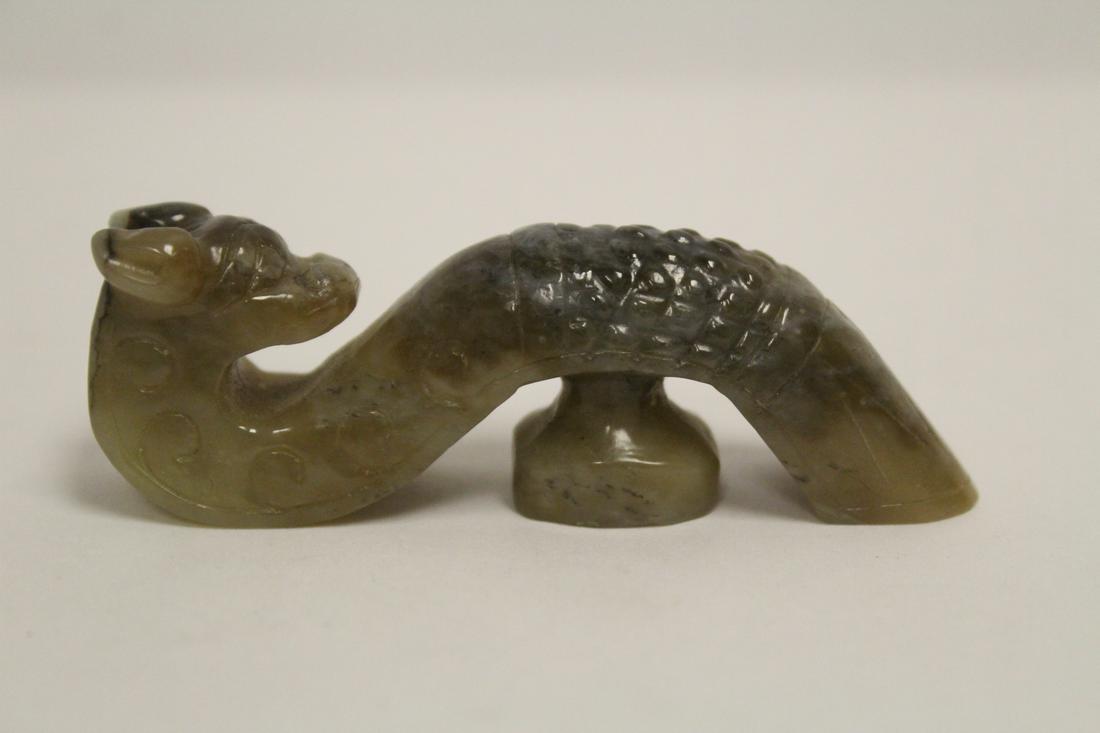 Celadon jade carved dragon belt buckle (1 of 10)