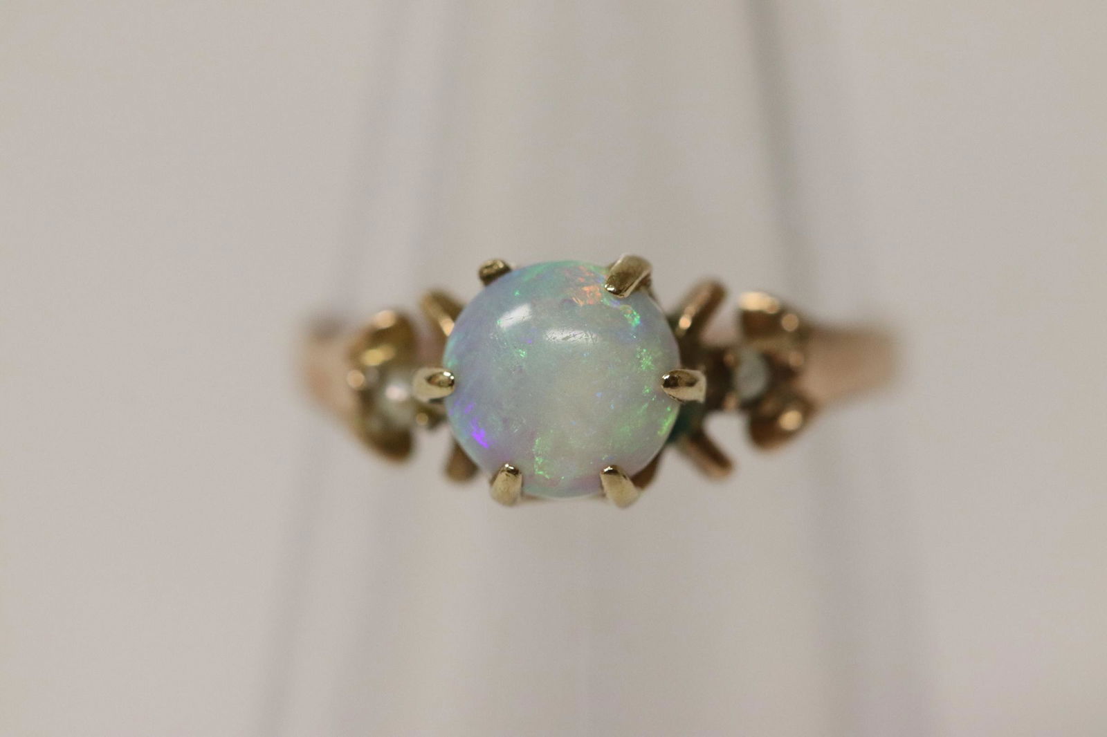 Victorian 14K rose gold opal and seed pearl ring (1 of 8)
