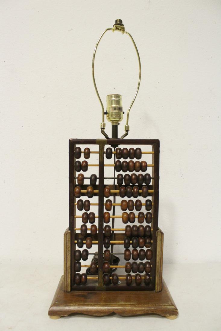 Chinese huanghuali wood abacus made as lamp: Chinese huanghuali wood abacus (12.5"H) made as lamp, 23.5"H