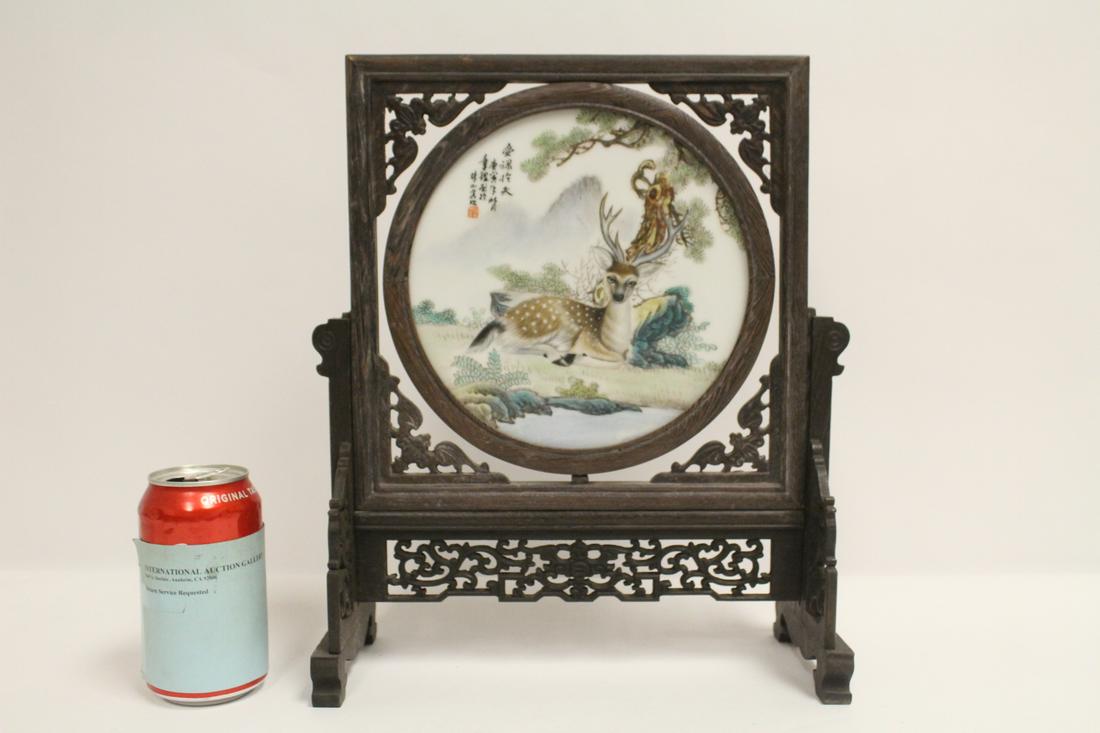 Chinese famille rose porcelain plaque on stand (1 of 10)