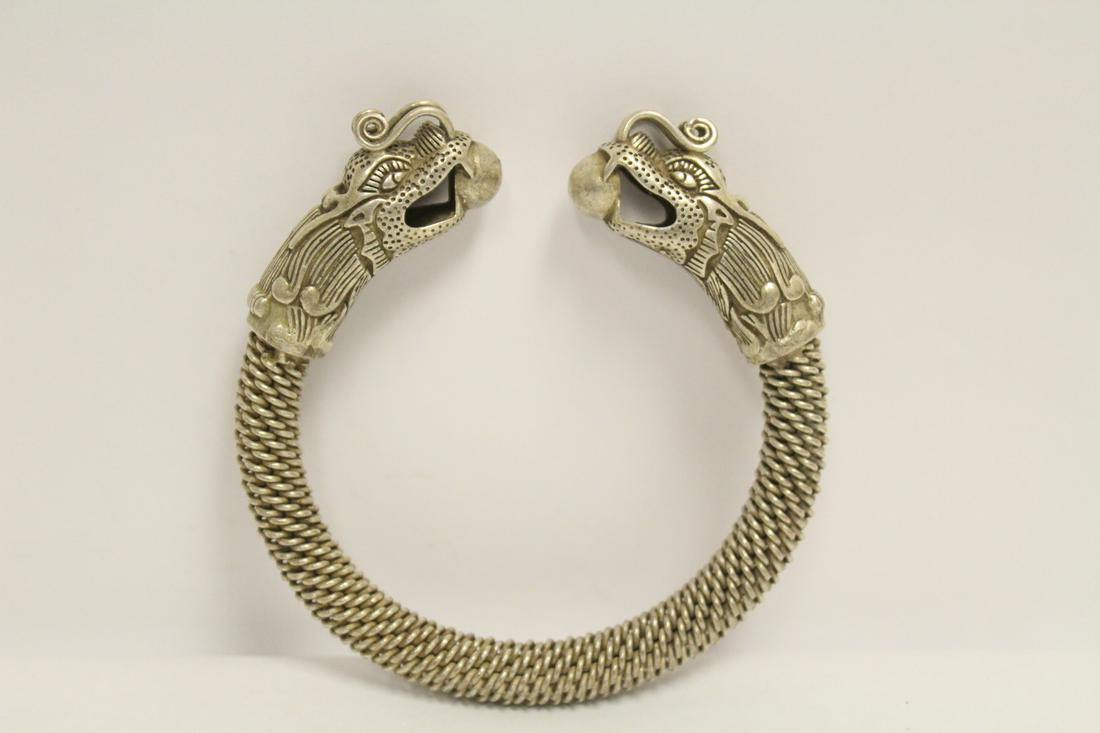 Chinese silver like bangle in dragon motif (1 of 10)