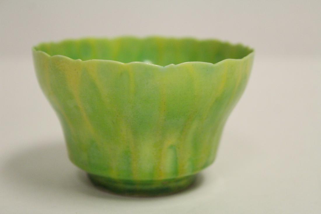 A green glazed tea cup: A green glazed tea cup, 2.25"Hx3.6"dia